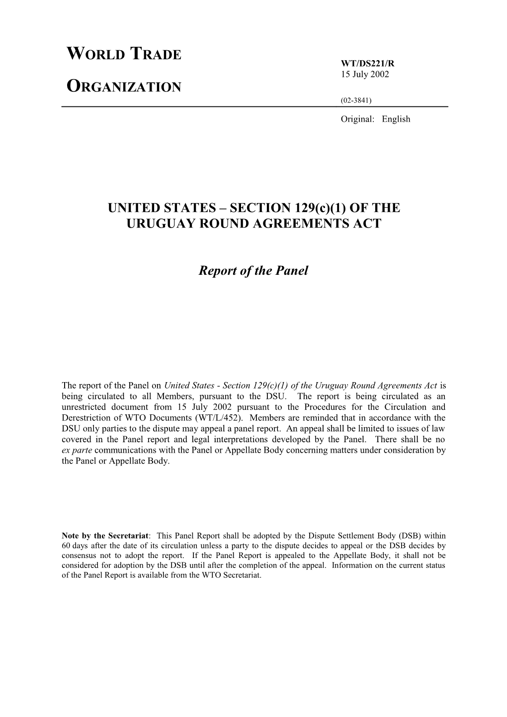 Uruguay Round Agreements Act