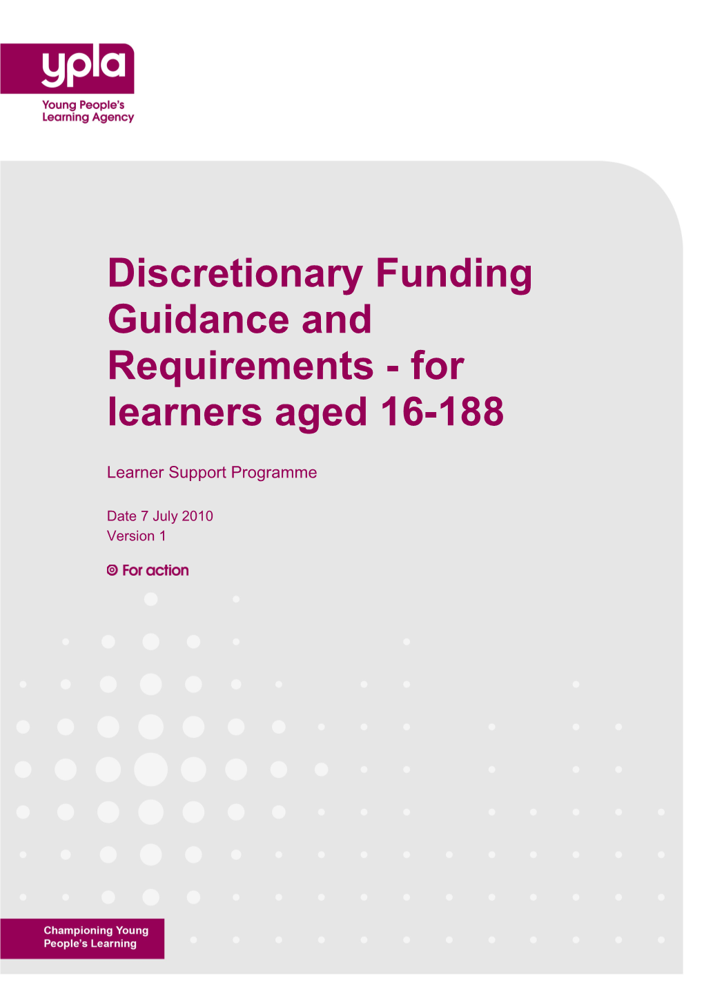 Discretionary Funding Guidance and Requirements - for Learners Aged 16-18