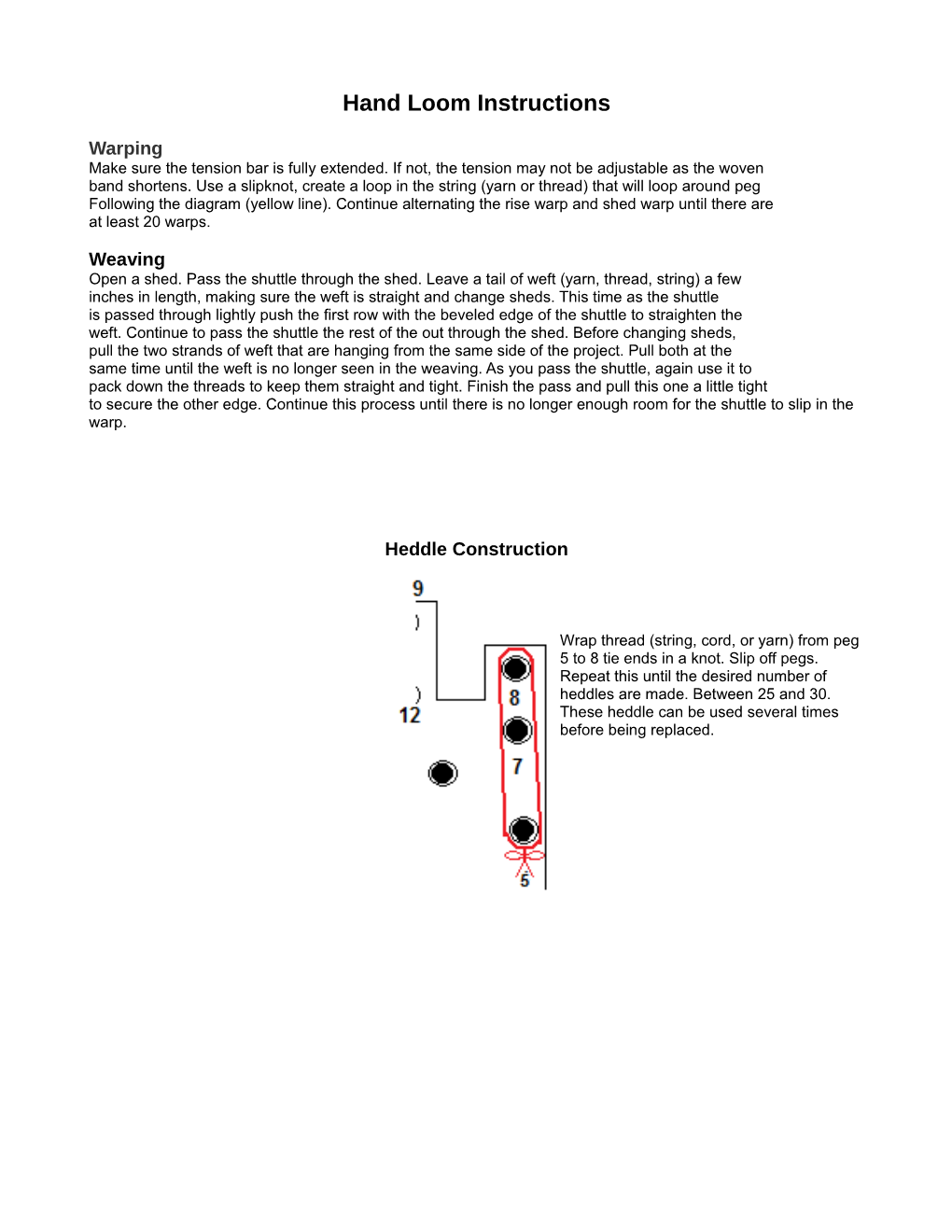 Hand Loom Instructions