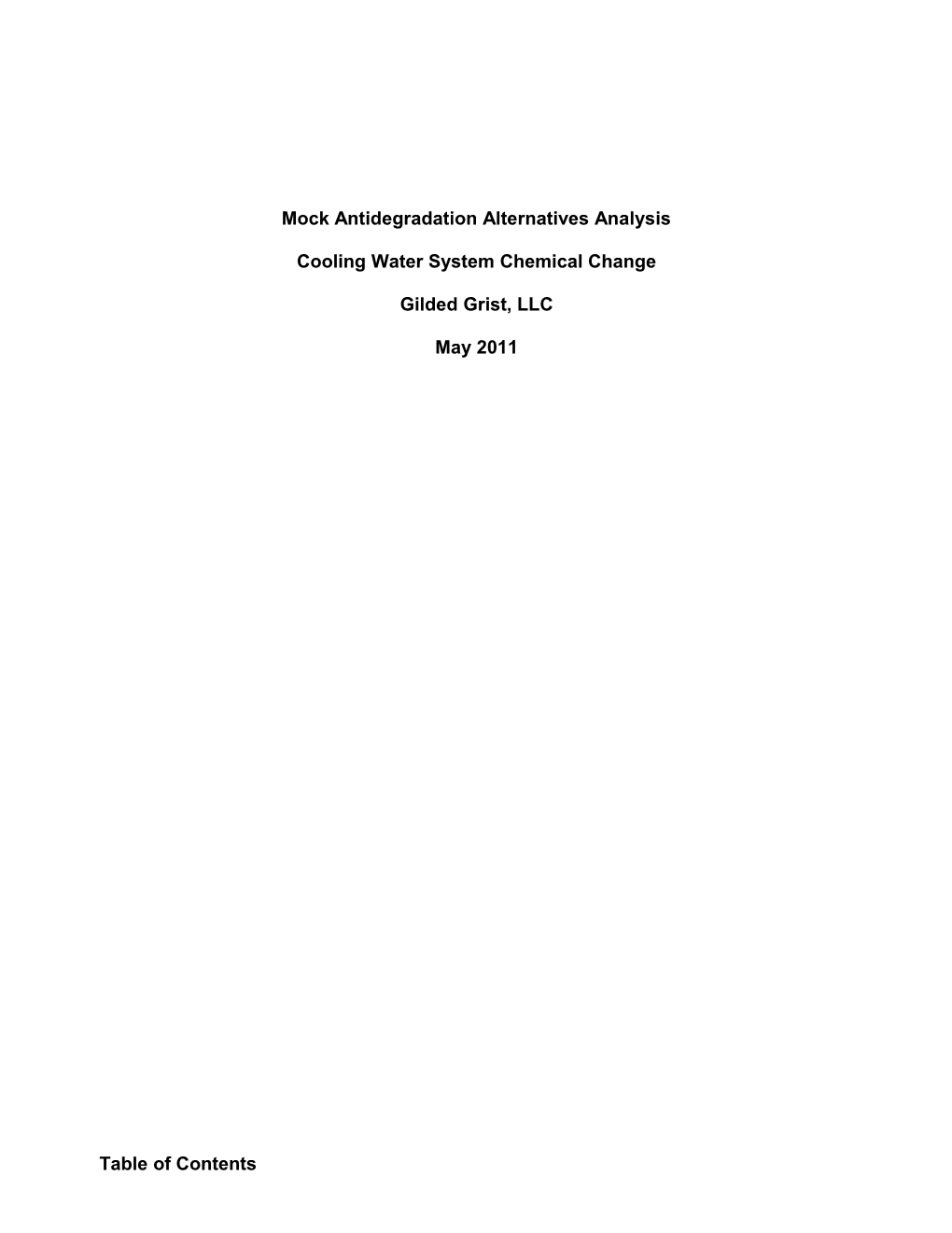 Antideg Alternatives Analysis Example (Existing Municipal POTW)