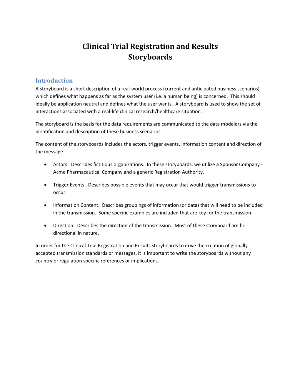 Clinical Trial Registration and Results Storyboards