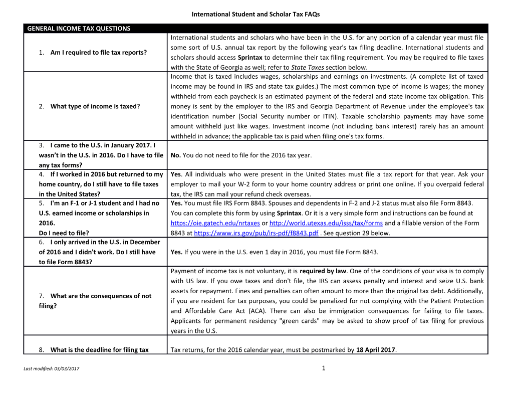 International Student and Scholar Tax FAQ