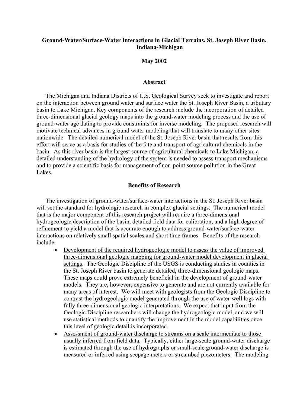 Ground-Water Surface-Water Interactions in Glacial Terrains, St