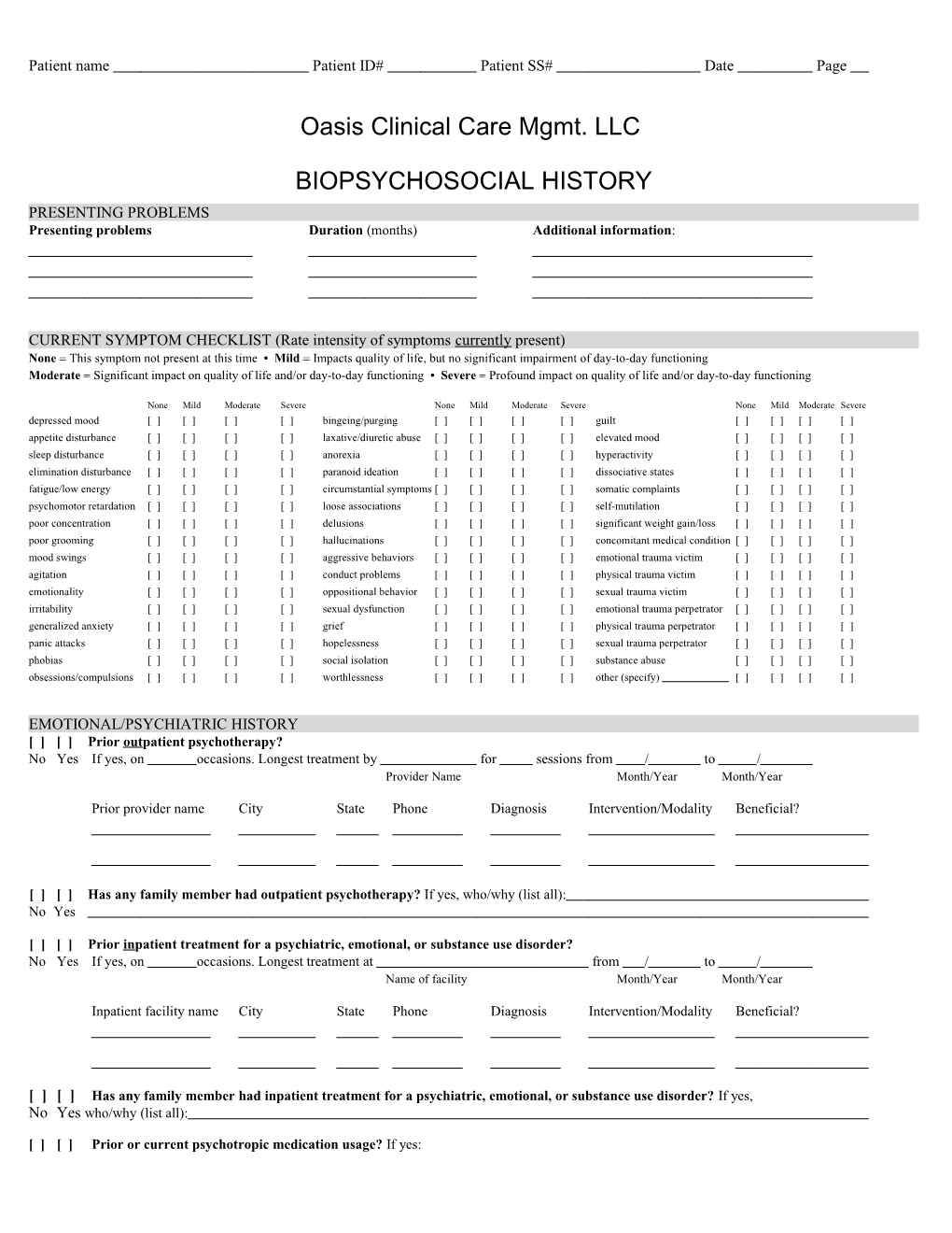 Patient Name Patient ID# Patient SS# Date Page