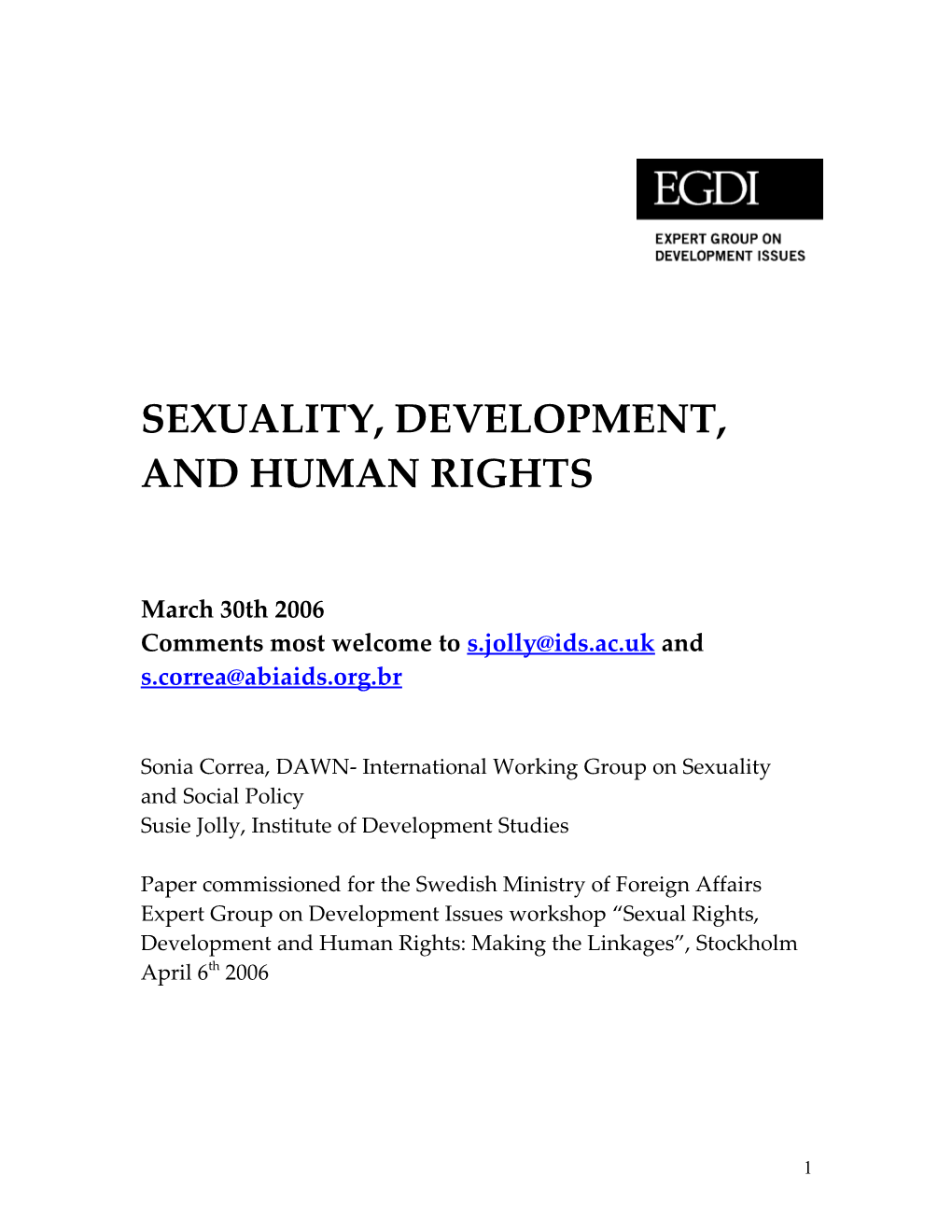 Sexuality, Development, and Human Rights