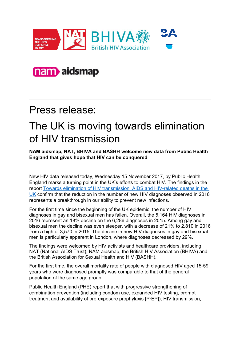 The UK Is Moving Towards Elimination of HIV Transmission