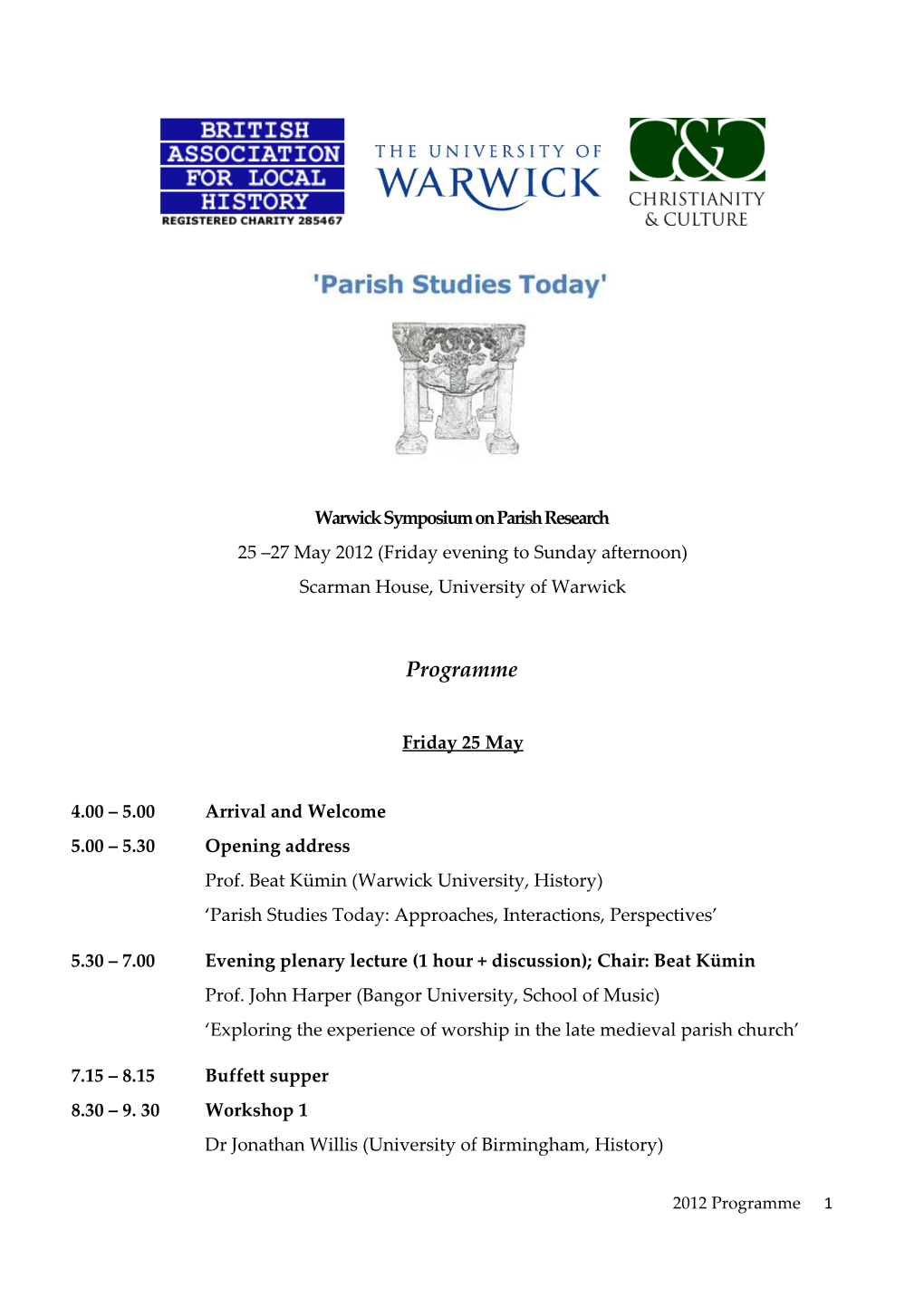 Warwick Symposium on Parish Research
