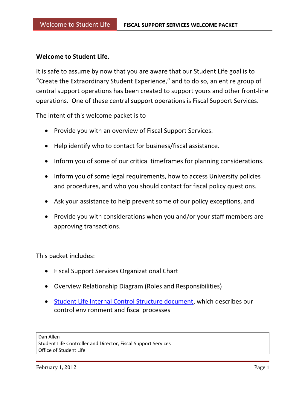 Fiscal Support Services Welcome Packet