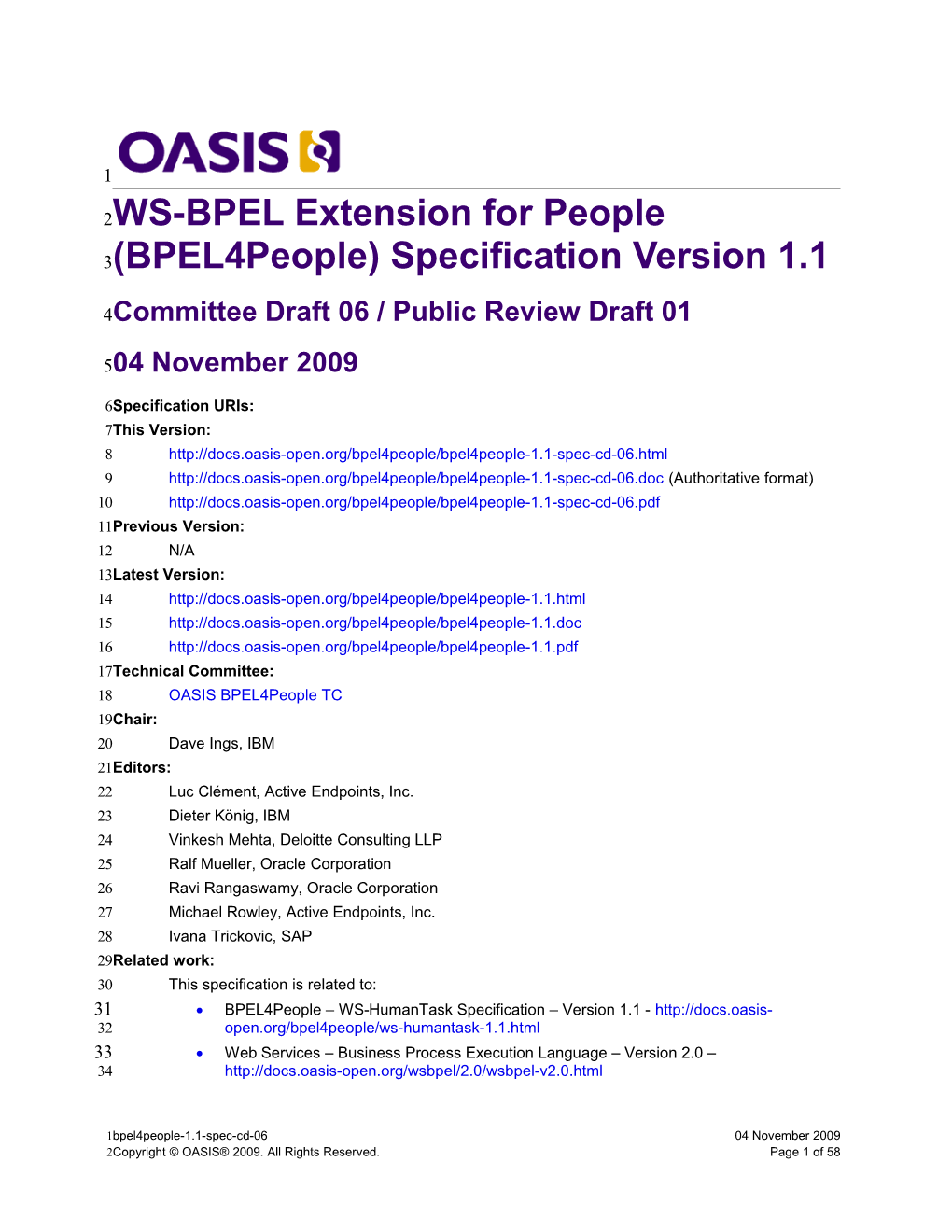 OASIS WS-BPEL Extension for People (Bpel4people)