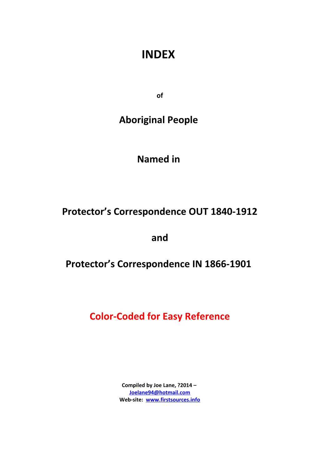 Protector S Correspondence out 1840-1912