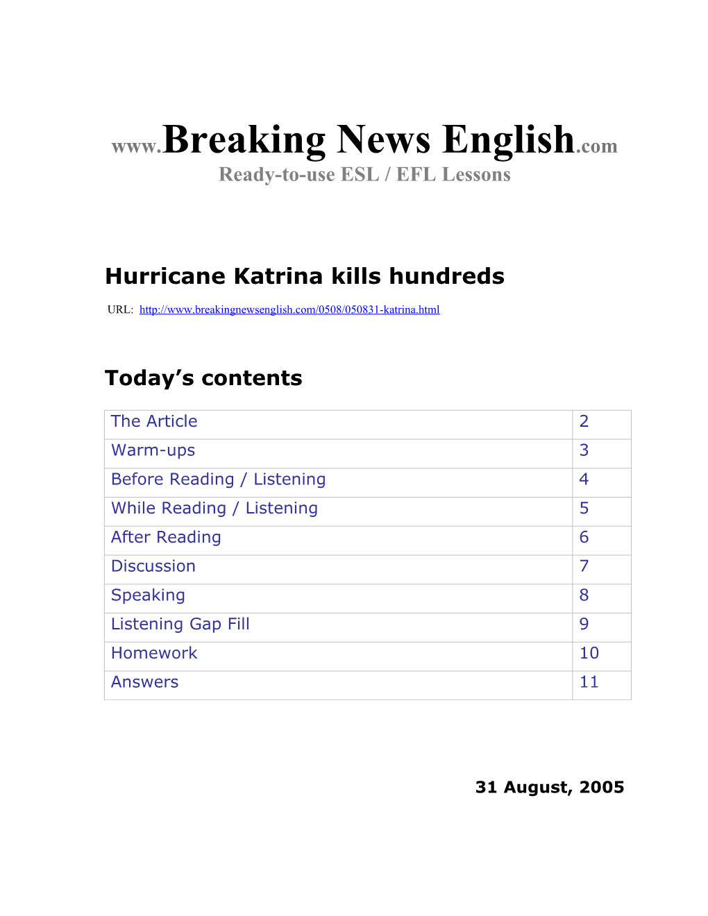 Hurricane Katrina Kills Hundreds