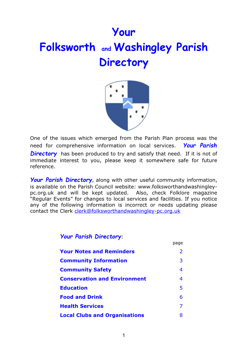 Folksworth and Washingley Parish Directory