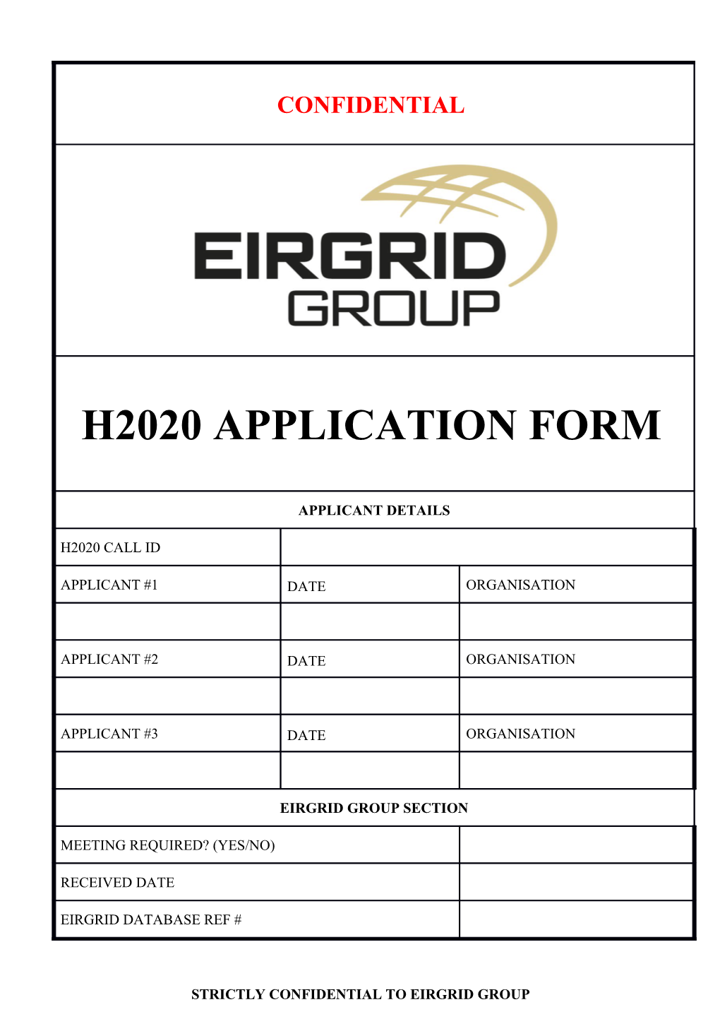 Horizon 2020 Application Form