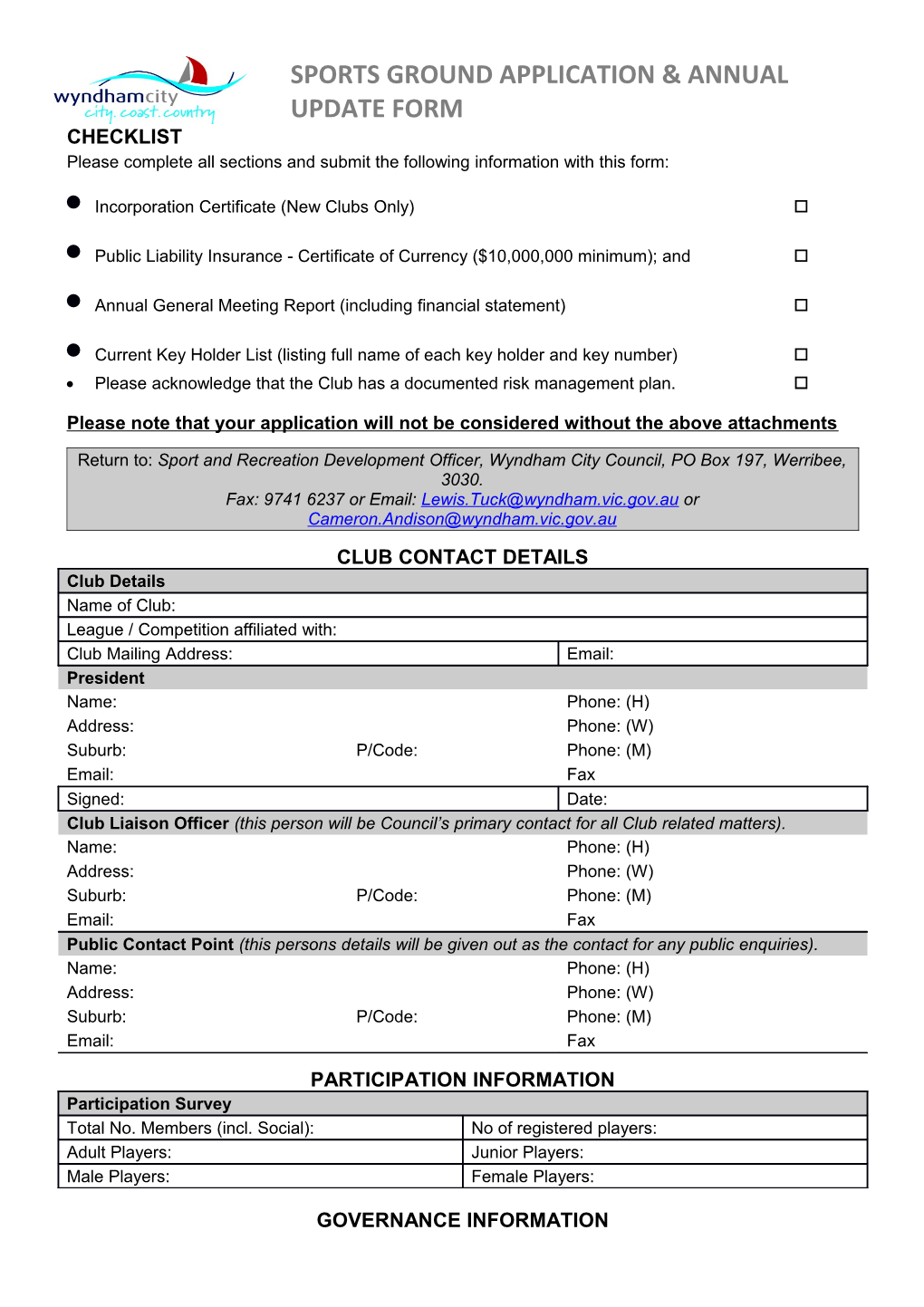 Club Details Form