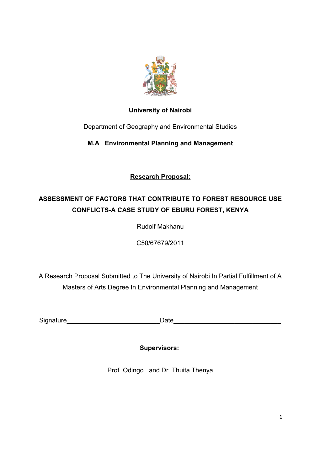 M.A Environmental Planning and Management