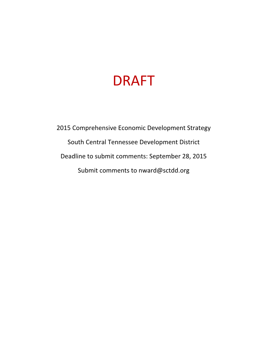 2015 Comprehensive Economic Development Strategy