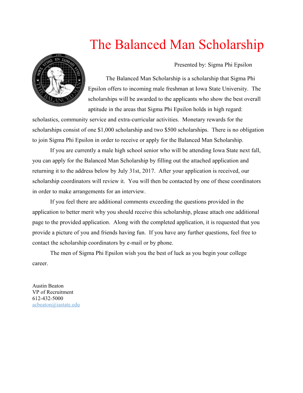 The Balanced Man Scholarship