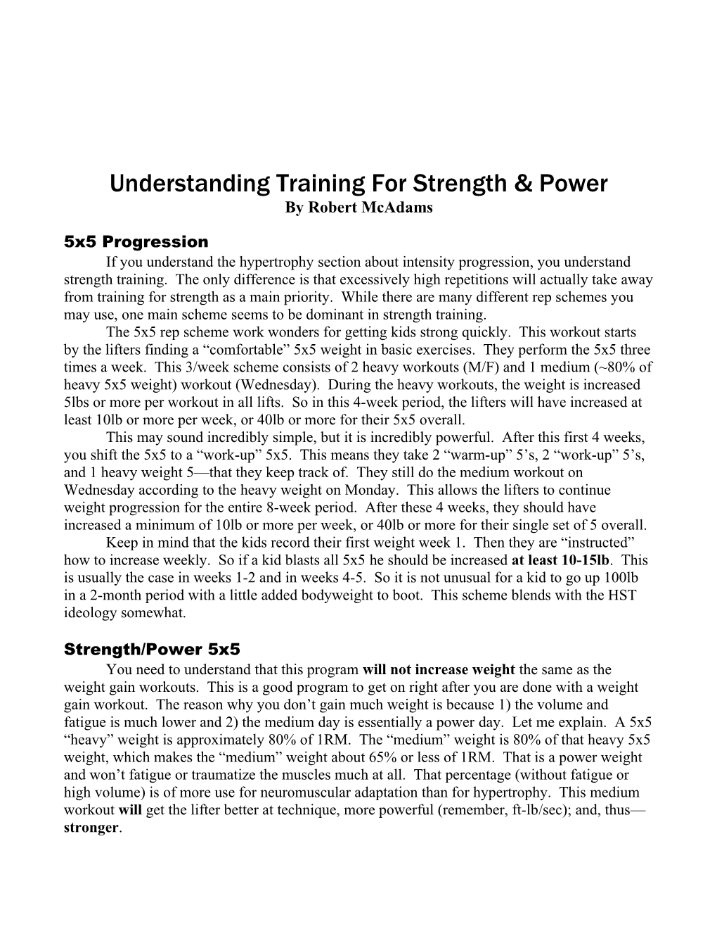 Understanding Training for Strength & Power
