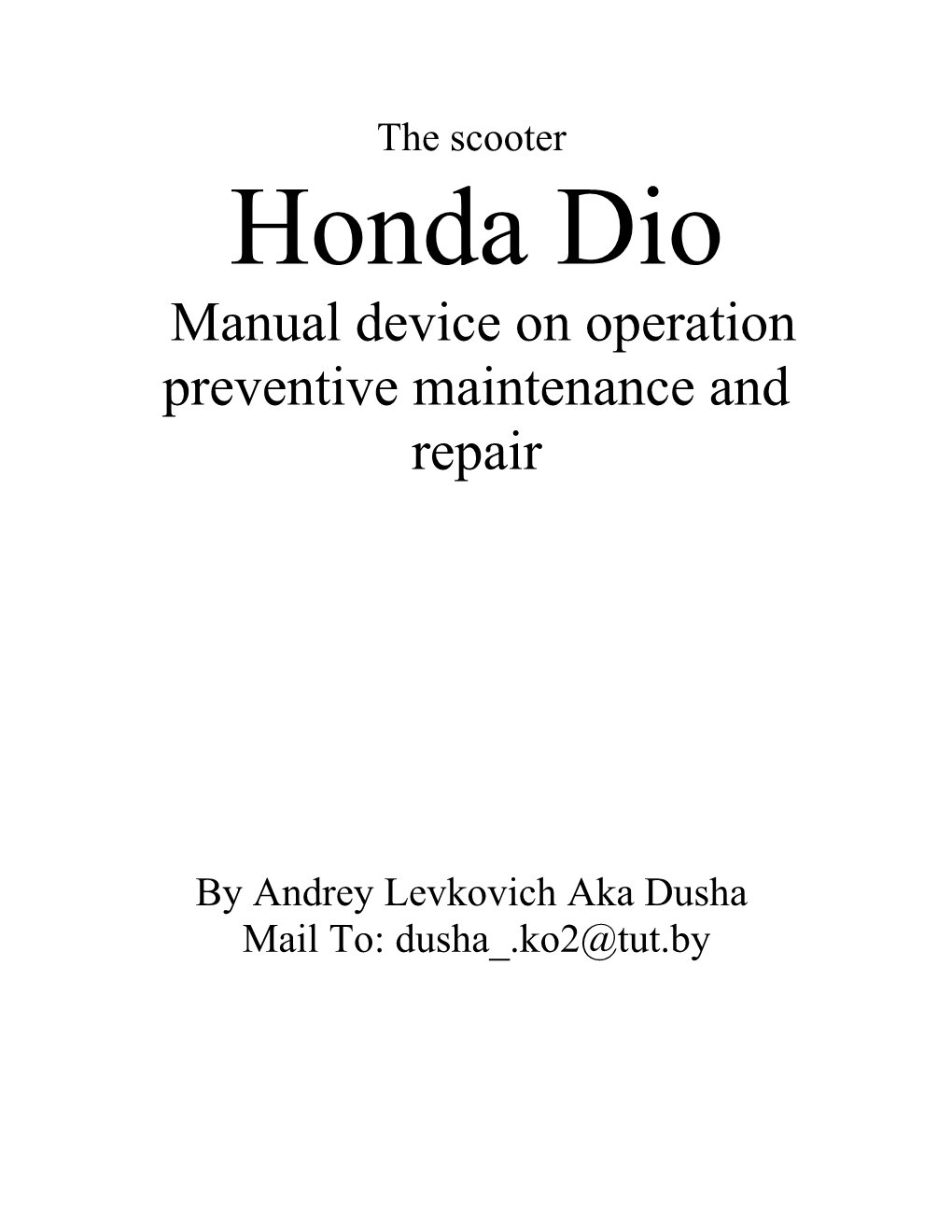 Manual Device on Operation Preventive Maintenance and Repair