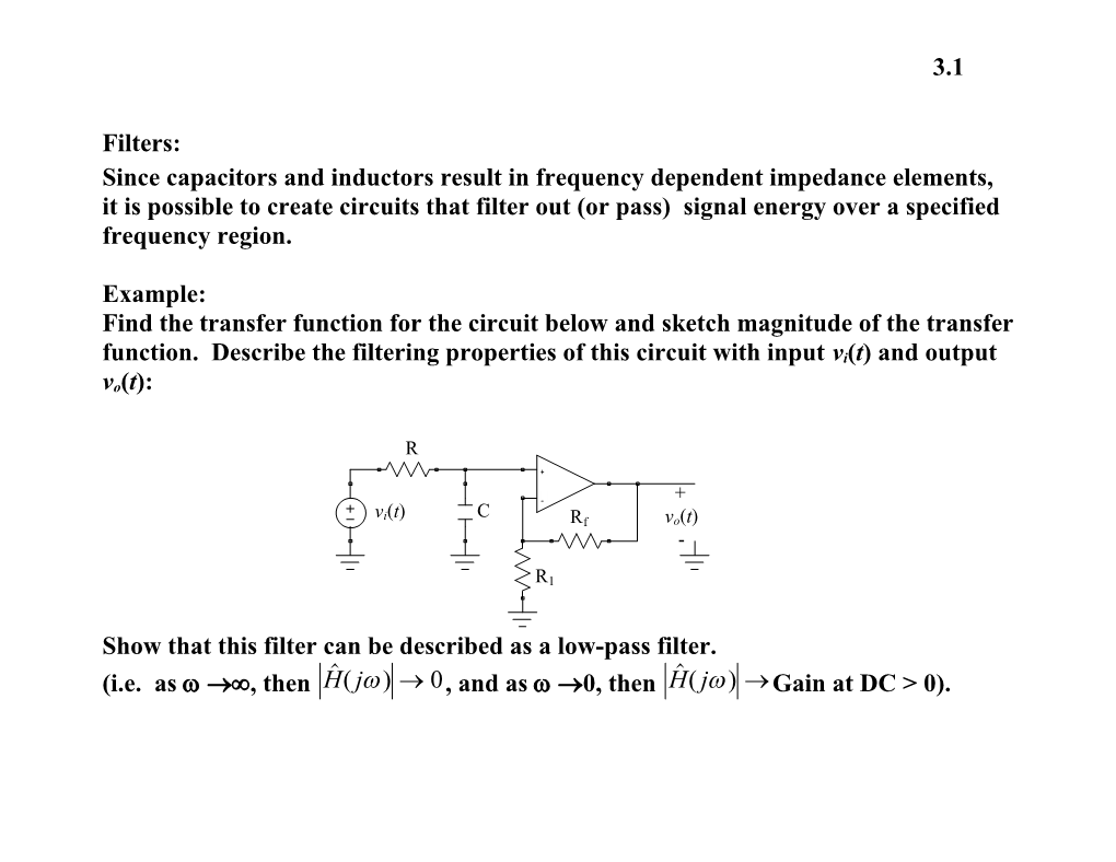 Show That This Filter Can Be Described As a Low-Pass Filter