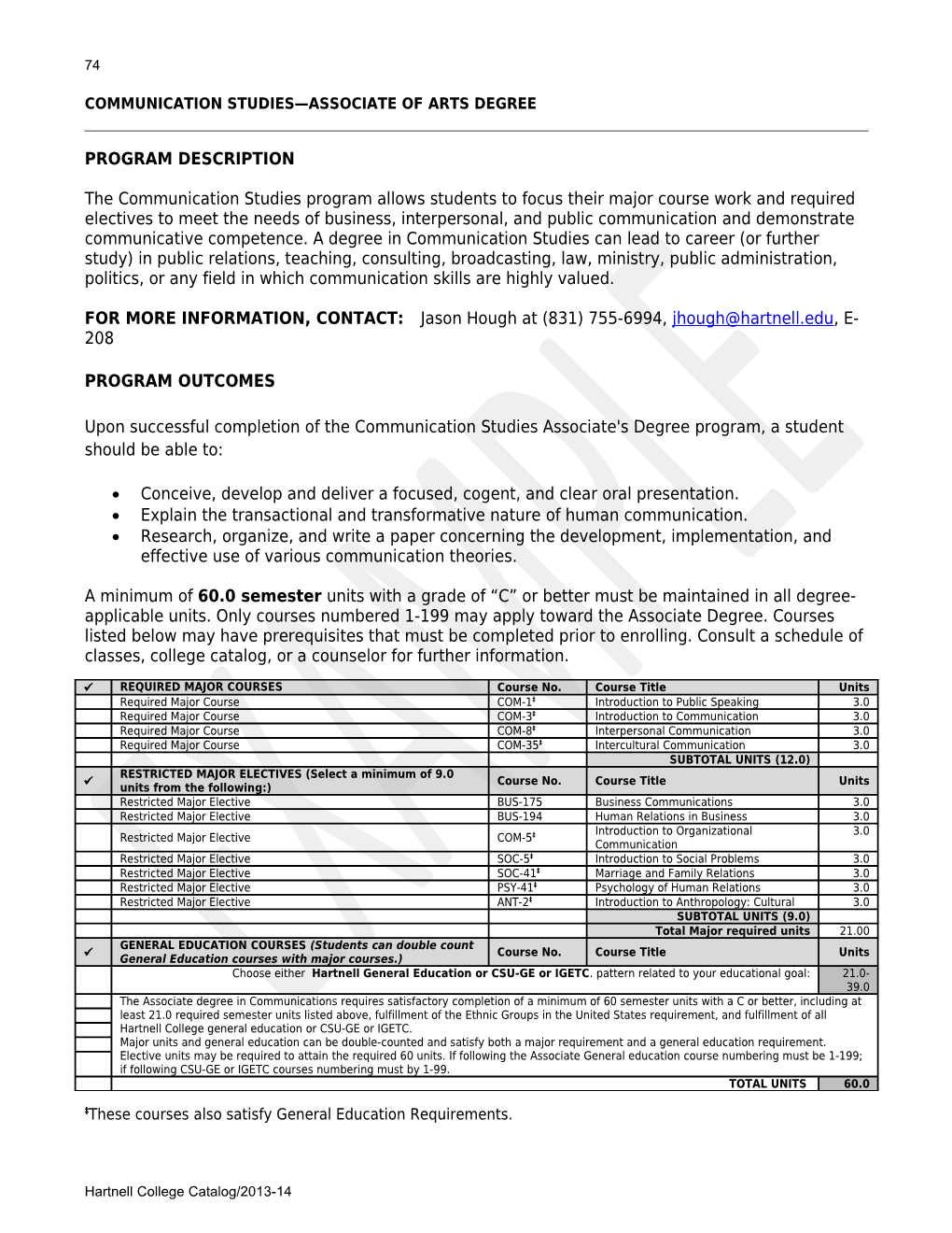 Communication Studies Associate of Arts Degree