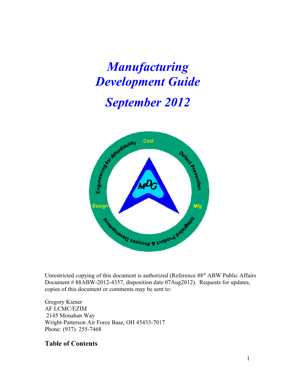 Manufacturing Development Guide