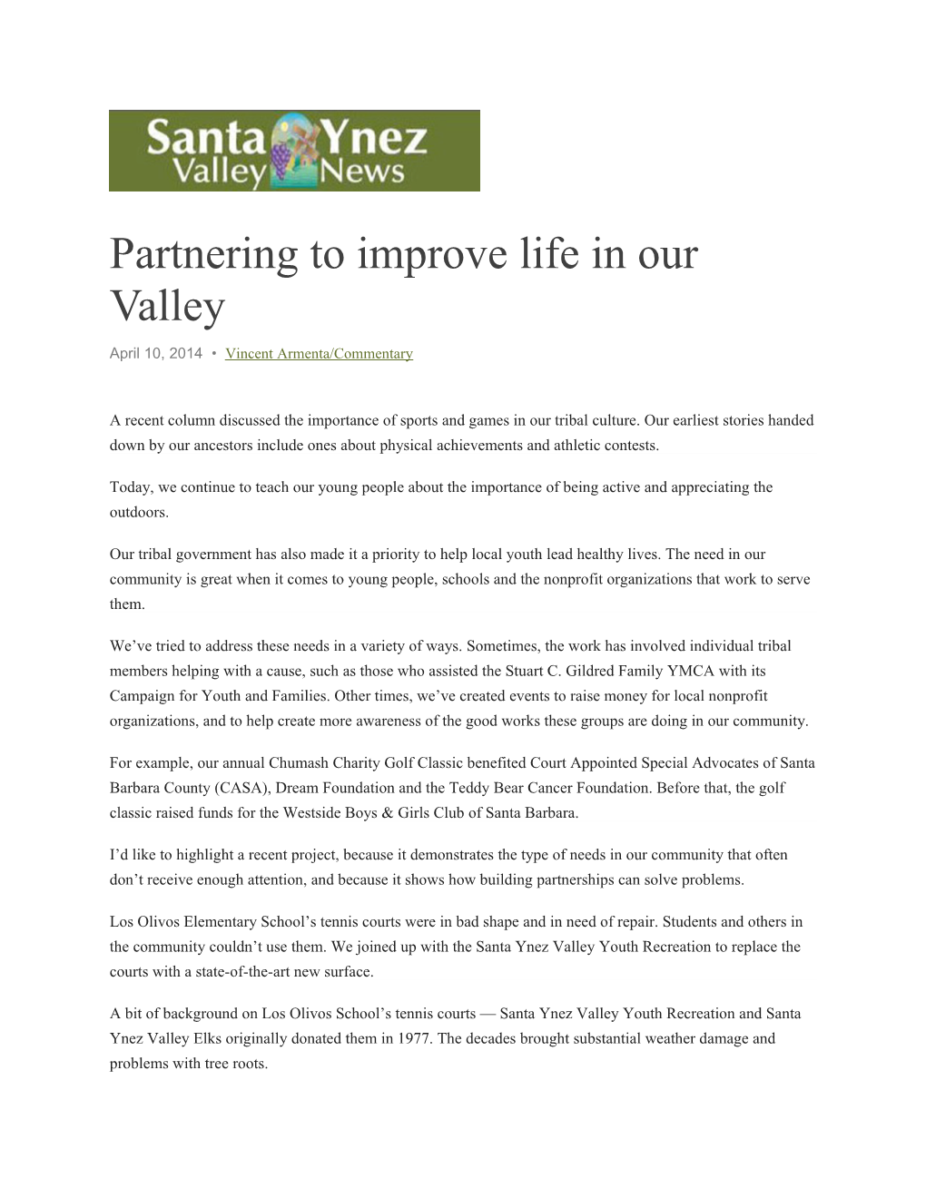 Partnering to Improve Life in Our Valley