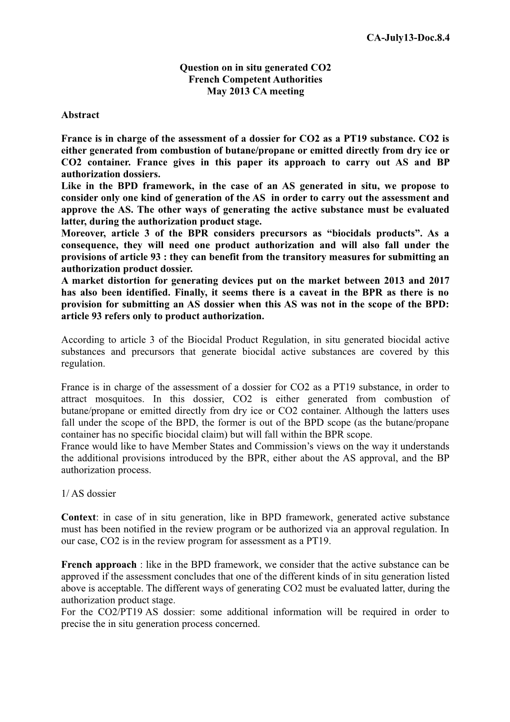 Question on in Situ Generated CO2