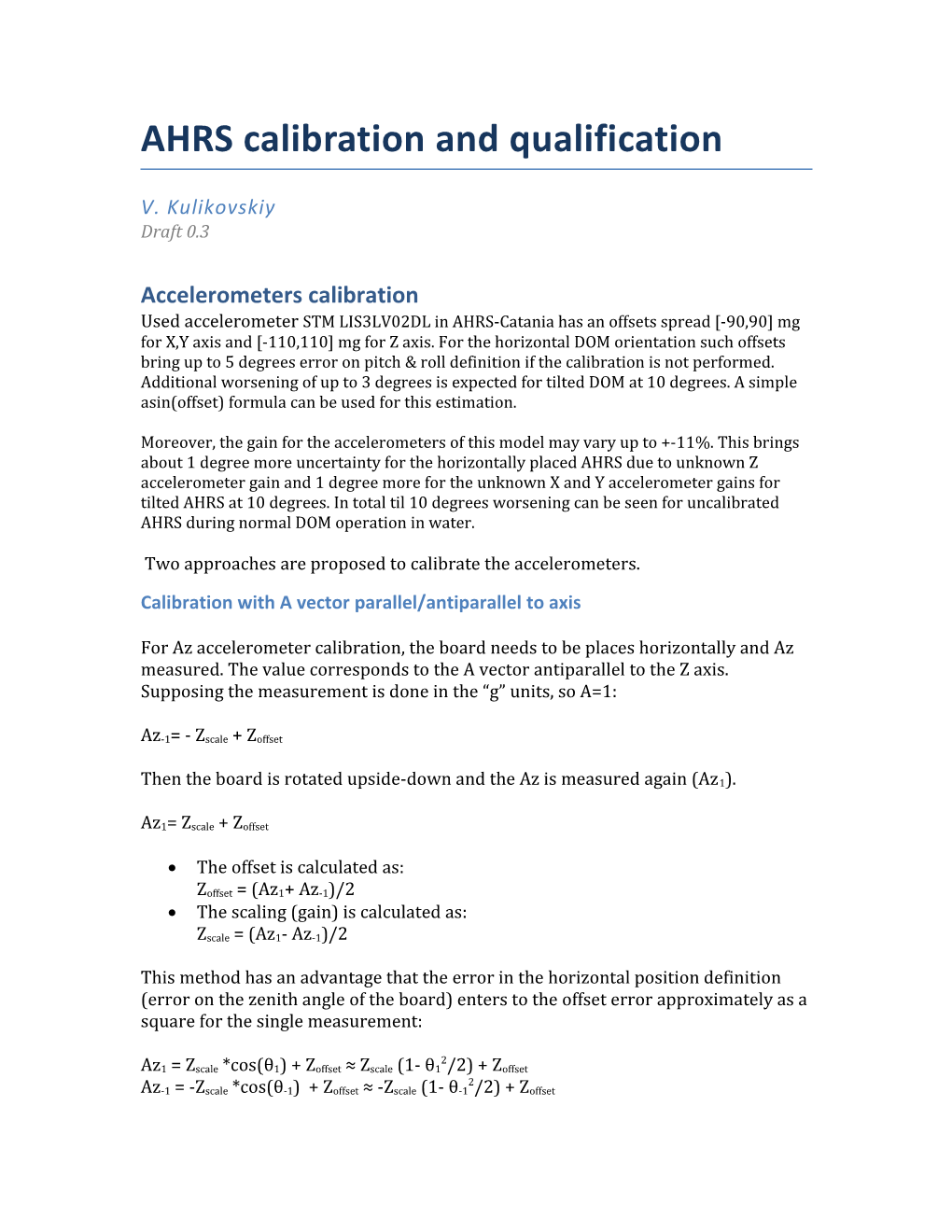 AHRS Calibration and Qualification