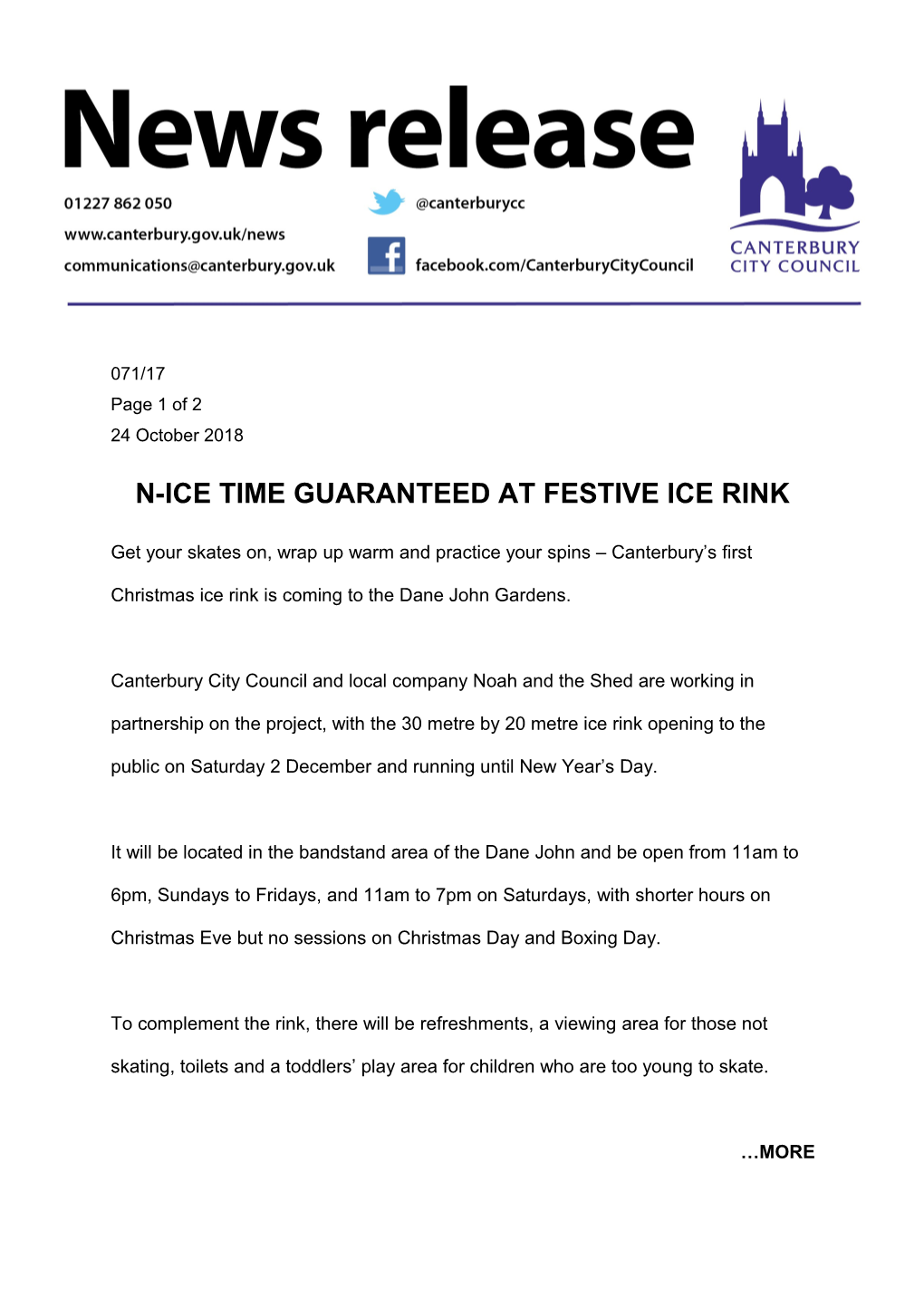 N-Ice Time Guaranteed at Festive Ice Rink