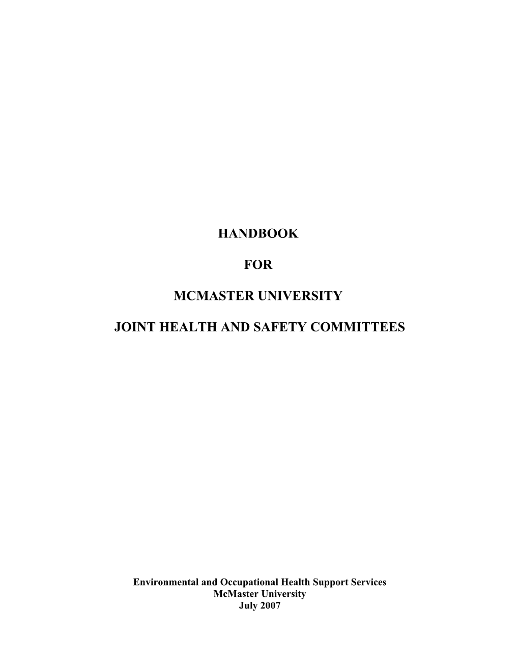 Joint Health and Safety Committees