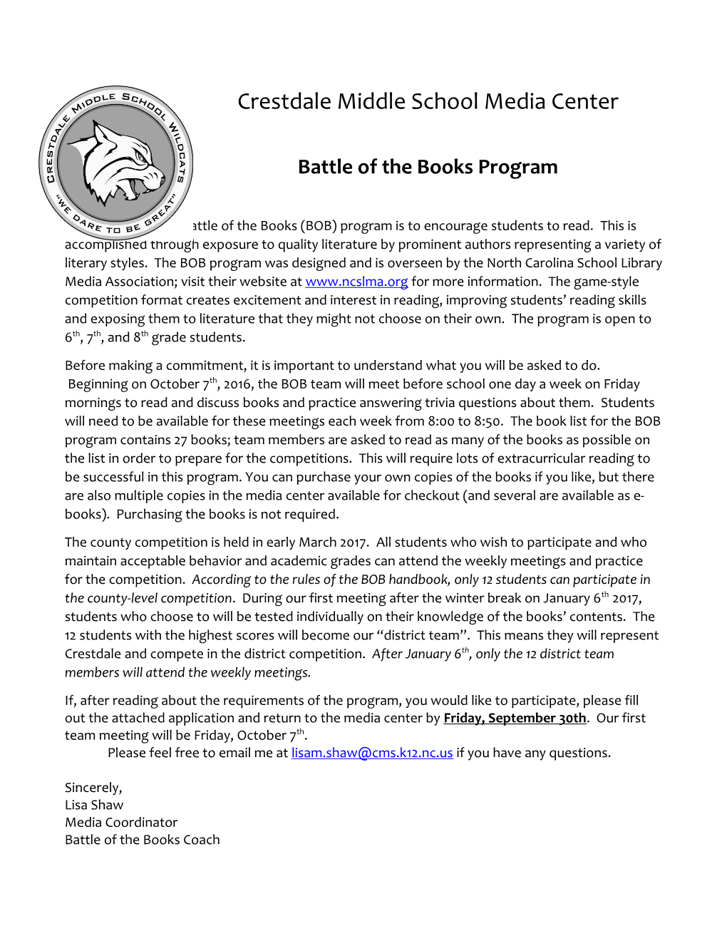 Battle of the Books Program