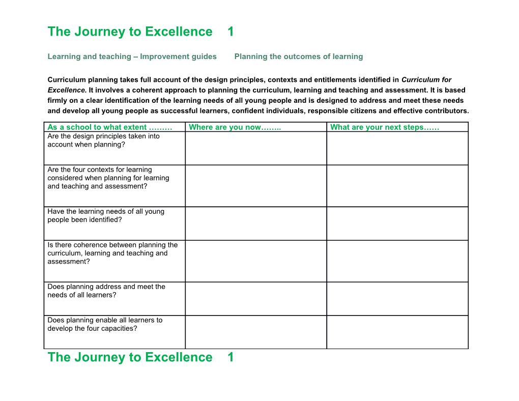 Learning and Teaching Improvement Guides Planning the Outcomes of Learning