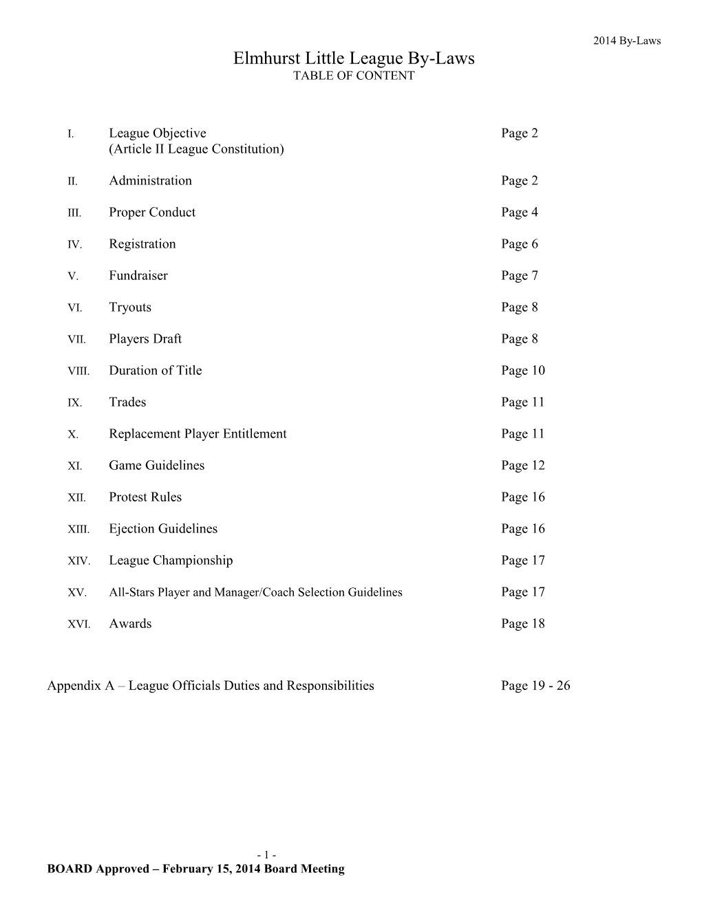 Elmhurst Little League By-Laws