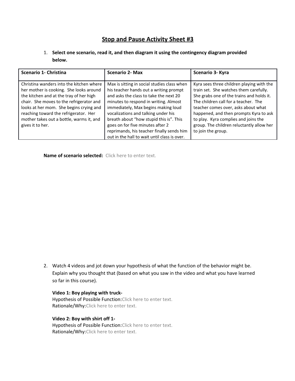 Stop and Pause Activity Sheet #3