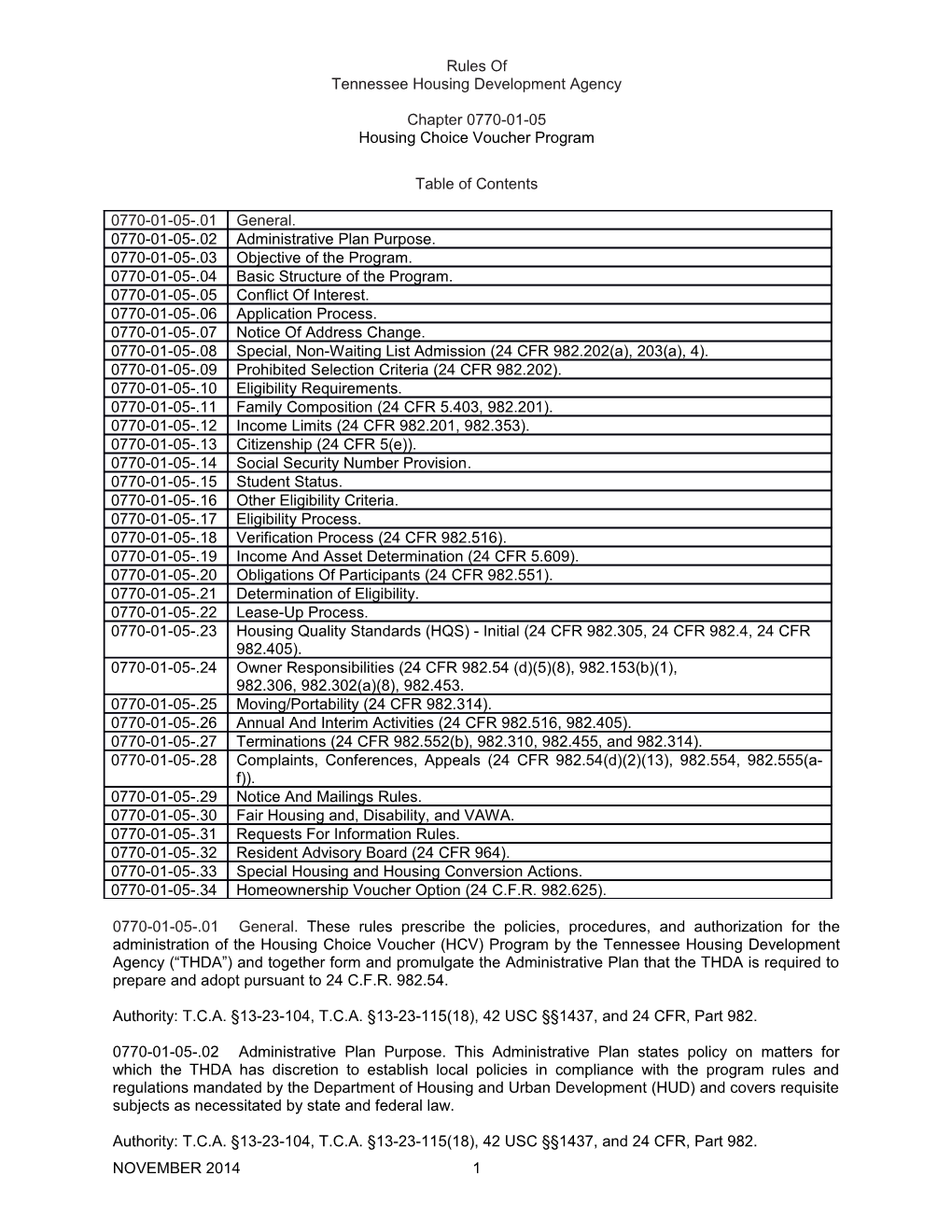 Housing Choice Voucher Programchapter 0770-01-05