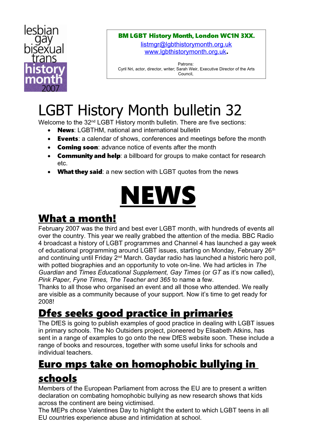 LGBT History Month Bulletin 32