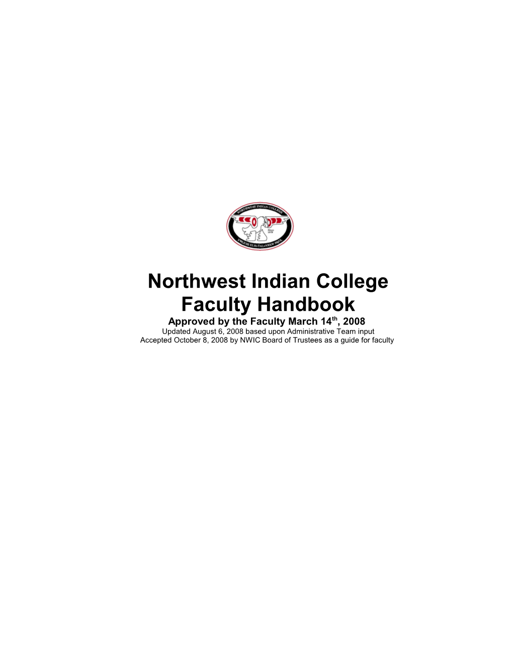 Nwic Faculty Handbook