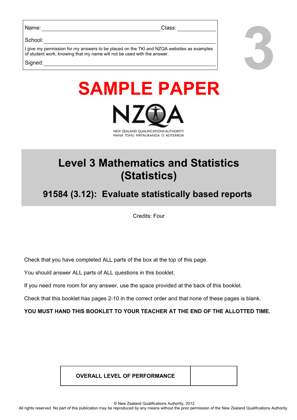 91584 Sample Exam Paper