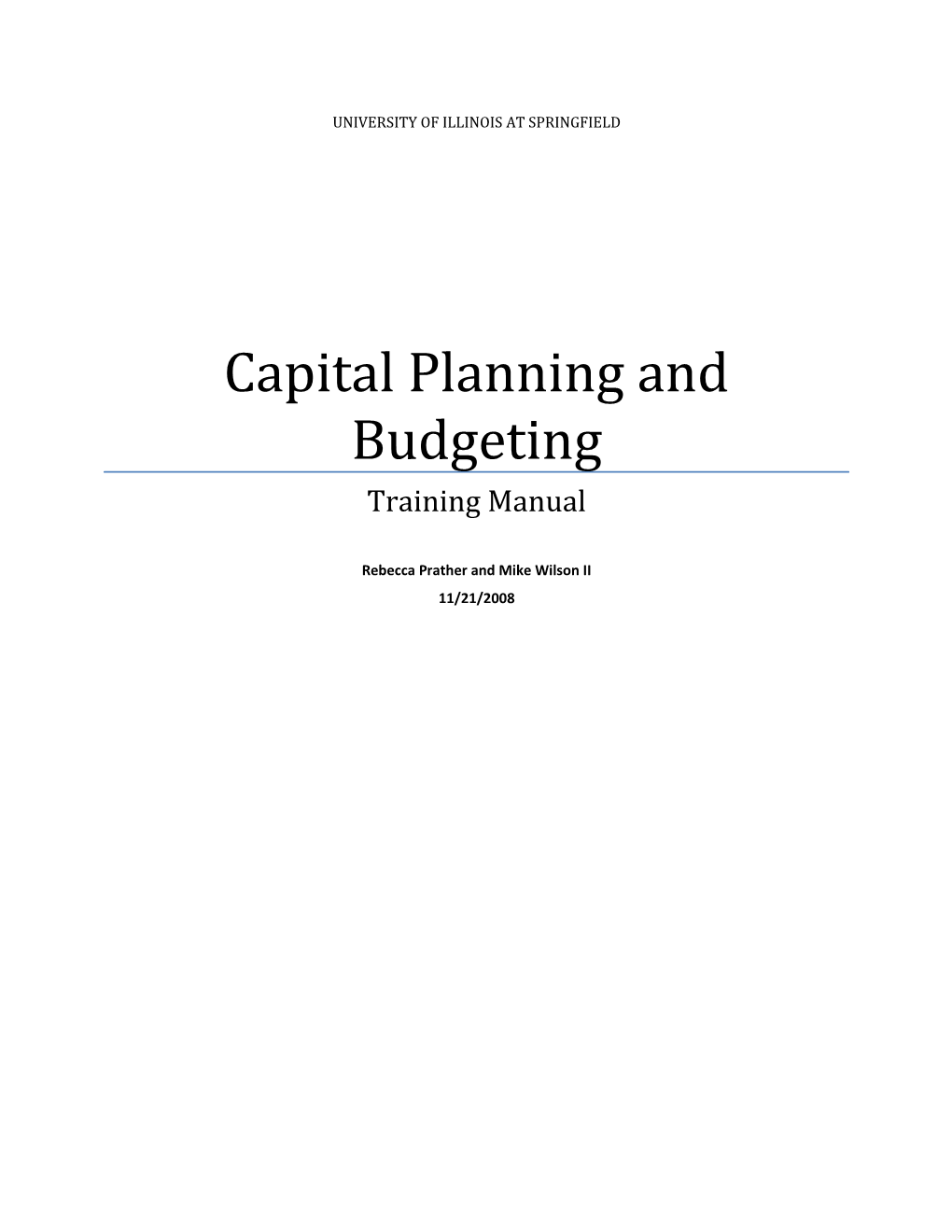 Capital Planning and Budgeting