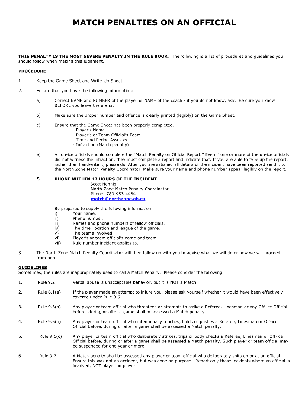 Match Penalties on an Official