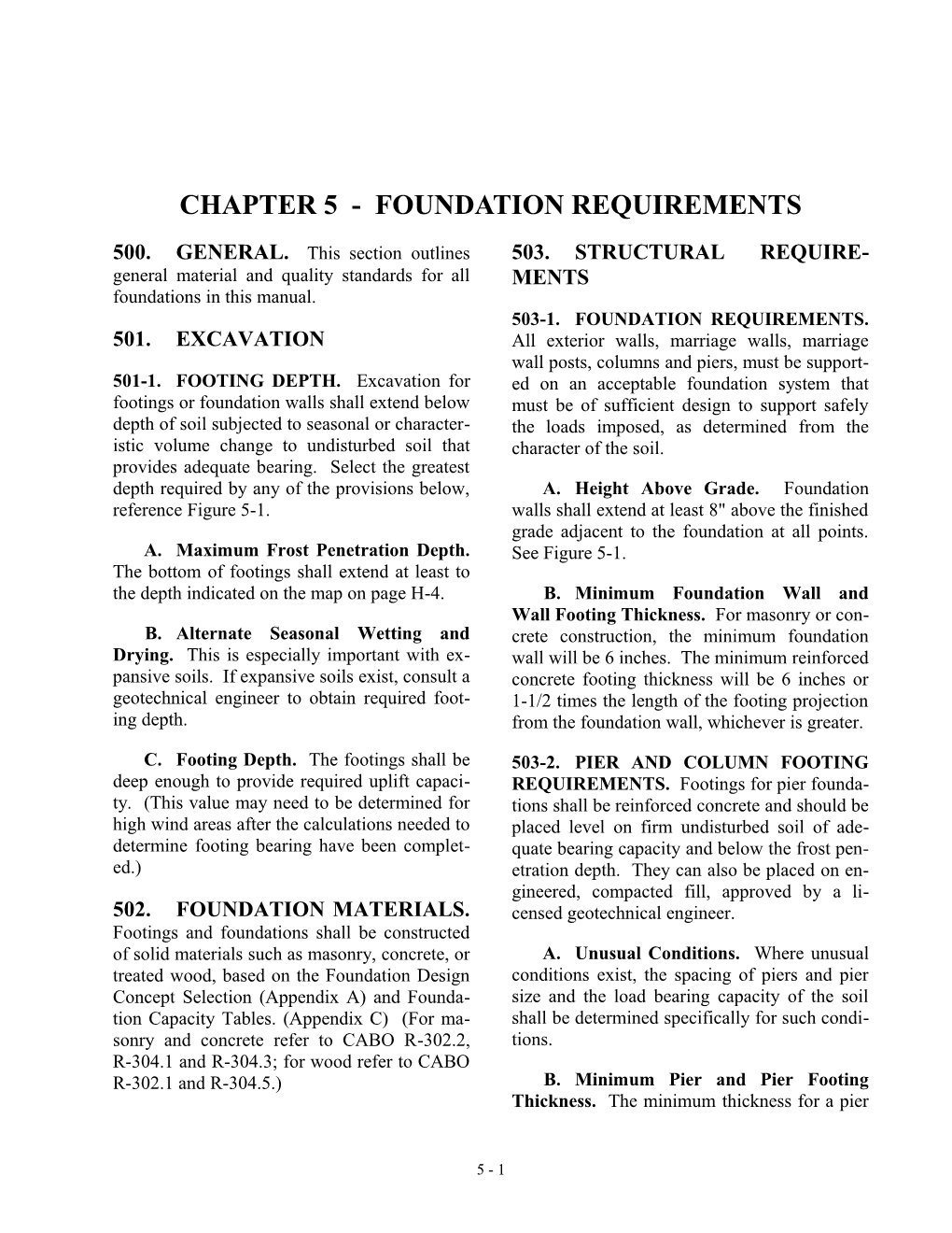 Chapter 5 - Foundation Requirements