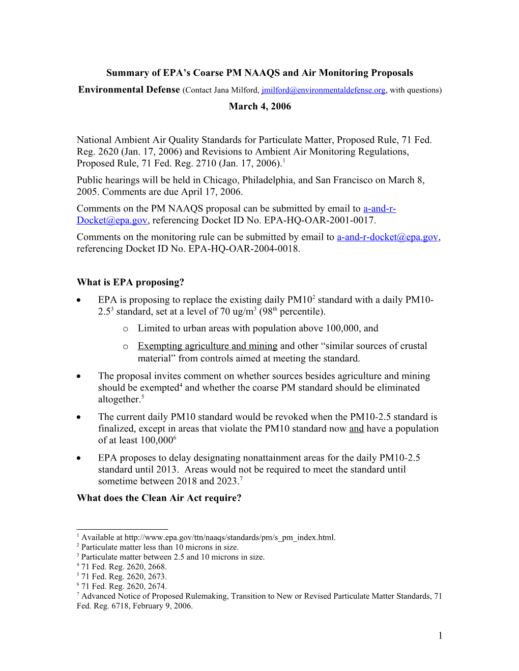 Summary of EPA S Coarse PM NAAQS and Air Monitoring Proposals