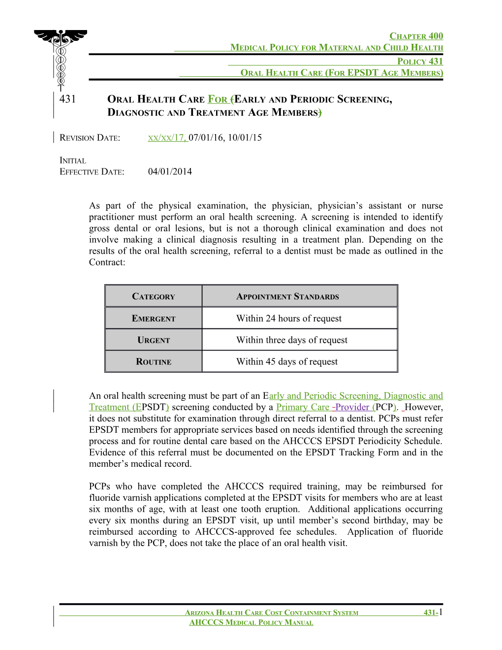 Medical Policy for Maternal and Child Health