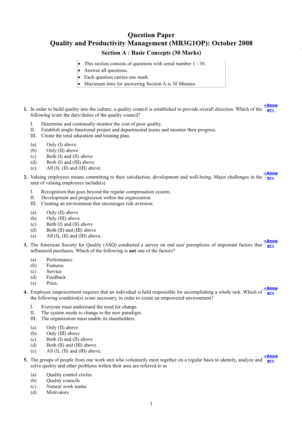 Suggested Answers with Examiner's Feedback