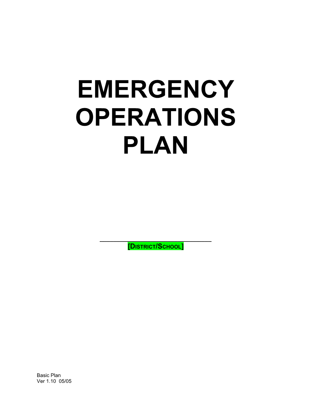 Emergency Operations Plan