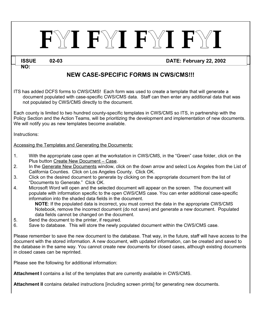 New Case-Specific Forms in CWS/CMS