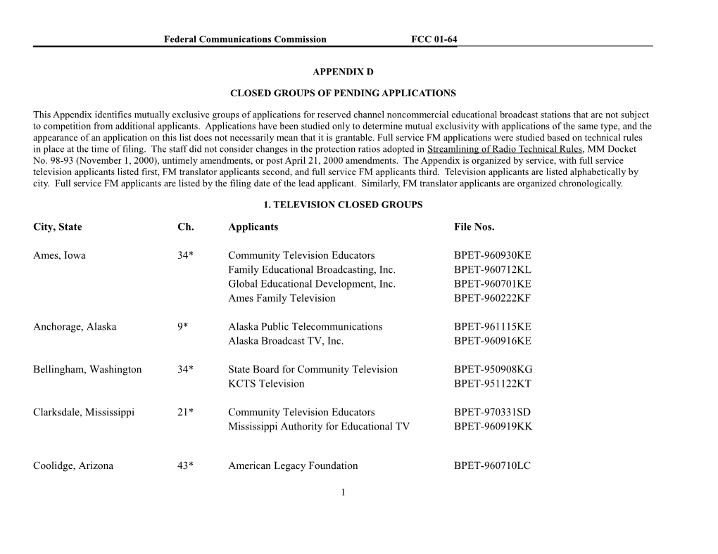 Federal Communications Commissionfcc 01-64