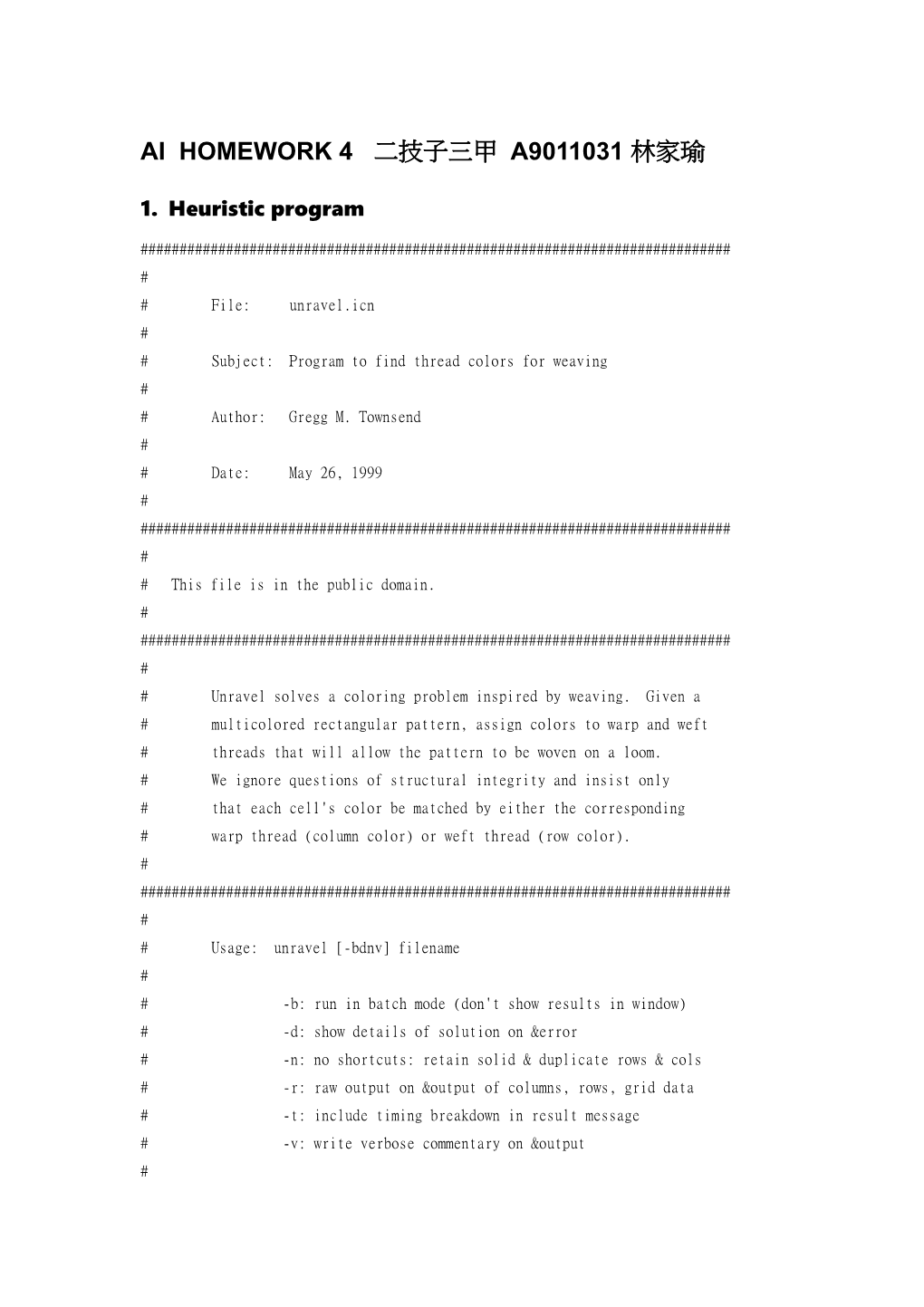 Subject: Program to Find Thread Colors for Weaving