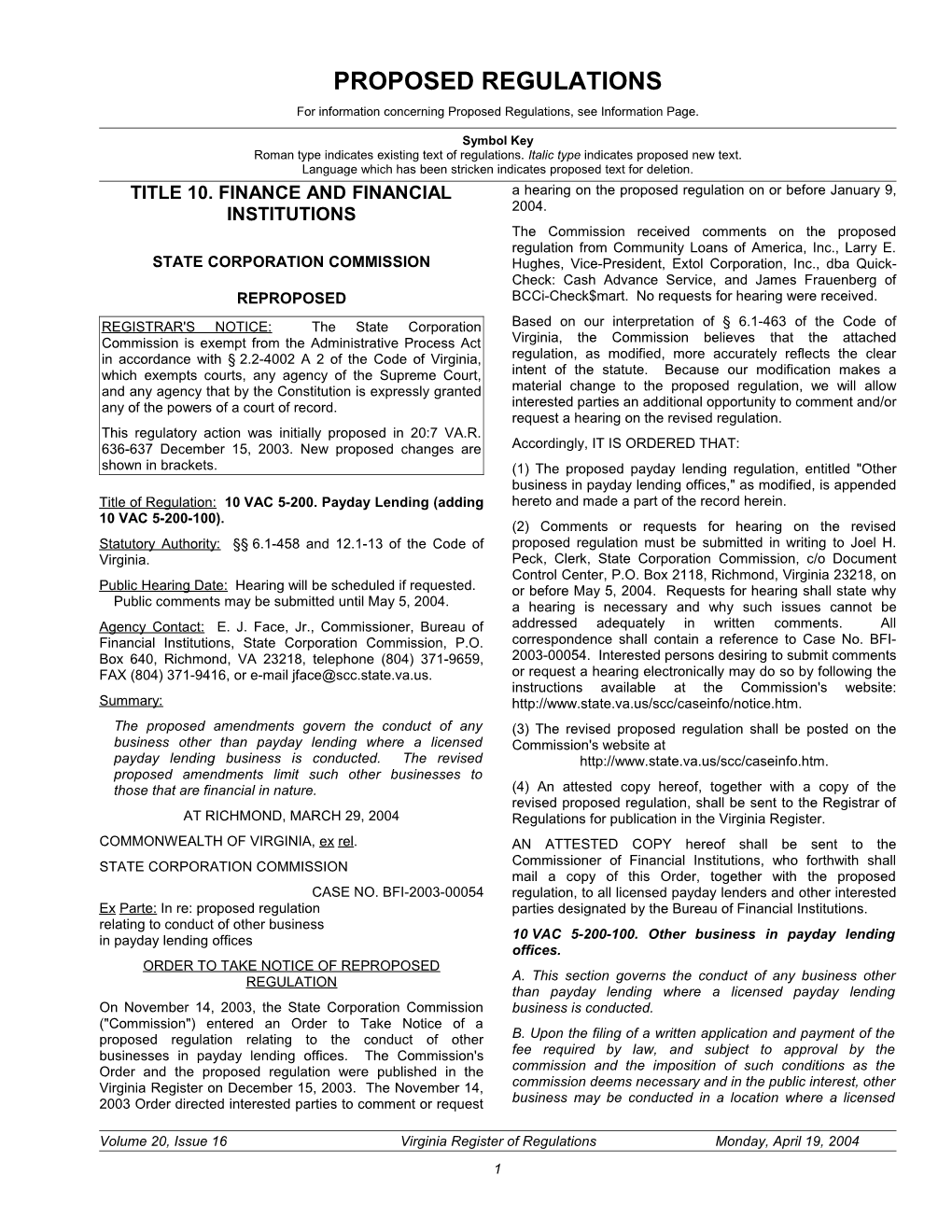 Title 10. Finance and Financial Institutions